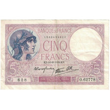 Francia, 5 Francs, Violet, 1939, O.62778, MB+, Fayette:04.09, KM:83