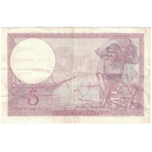 Francia, 5 Francs, Violet, 1939, O.62778, MB+, Fayette:04.09, KM:83