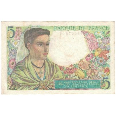 Frankreich, 5 Francs, 1943, F.62, SS, Fayette:5.3, KM:98a