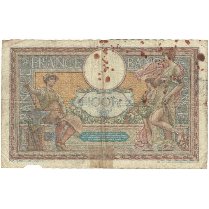 France, 100 Francs, Luc Olivier Merson, 1909, N.1061, VG(8-10), Fayette:23.01