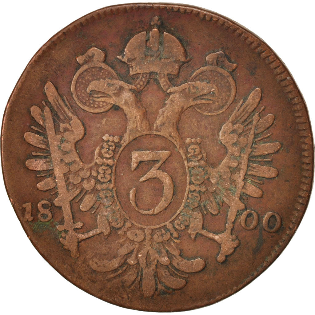 Austria, Franz II (I), 3 Kreuzer, 1800, VF(20-25), Copper, KM:2115.3