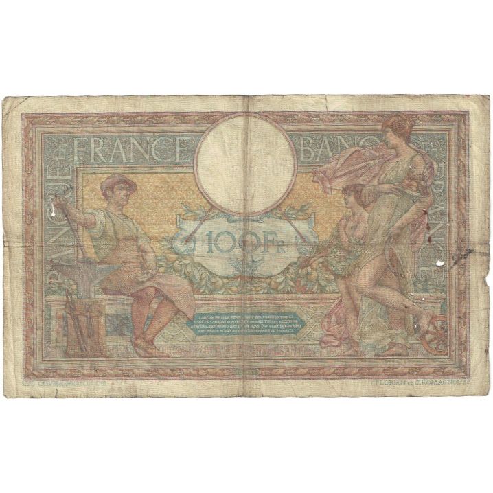 France, 100 Francs, Luc Olivier Merson, 1915, F.2736, VG(8-10), Fayette:23.07
