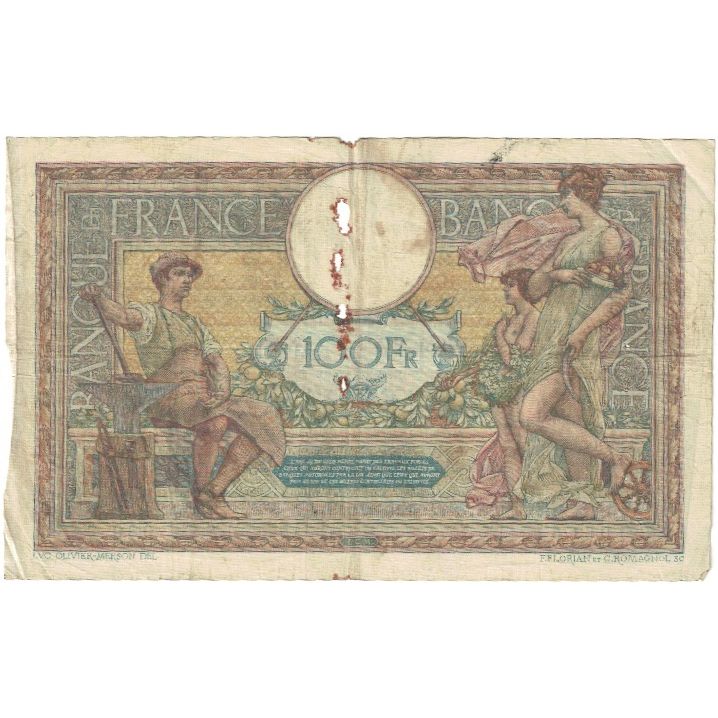 Frankreich, 100 Francs, Luc Olivier Merson, 1918, D.5375 080, GE, Fayette:23.10