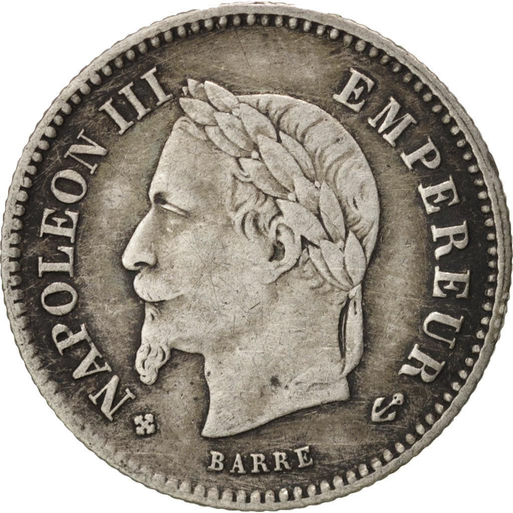 France, 20 Centimes, 1867, Strasbourg, EF(40-45), Silver, KM:808.2, Gadoury:309