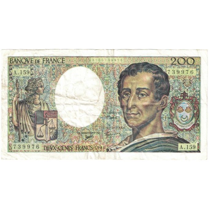 França, 200 Francs, Montesquieu, 1994, A.159, VF(20-25), Fayette:70.2.1