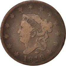 États-Unis, Coronet Cent, Cent, 1818, U.S. Mint, Philadelphia, TB, Cuivre
