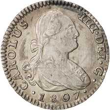 Spain, Charles IV, Real, 1807, Madrid, AU(55-58), Silver, KM:429.1