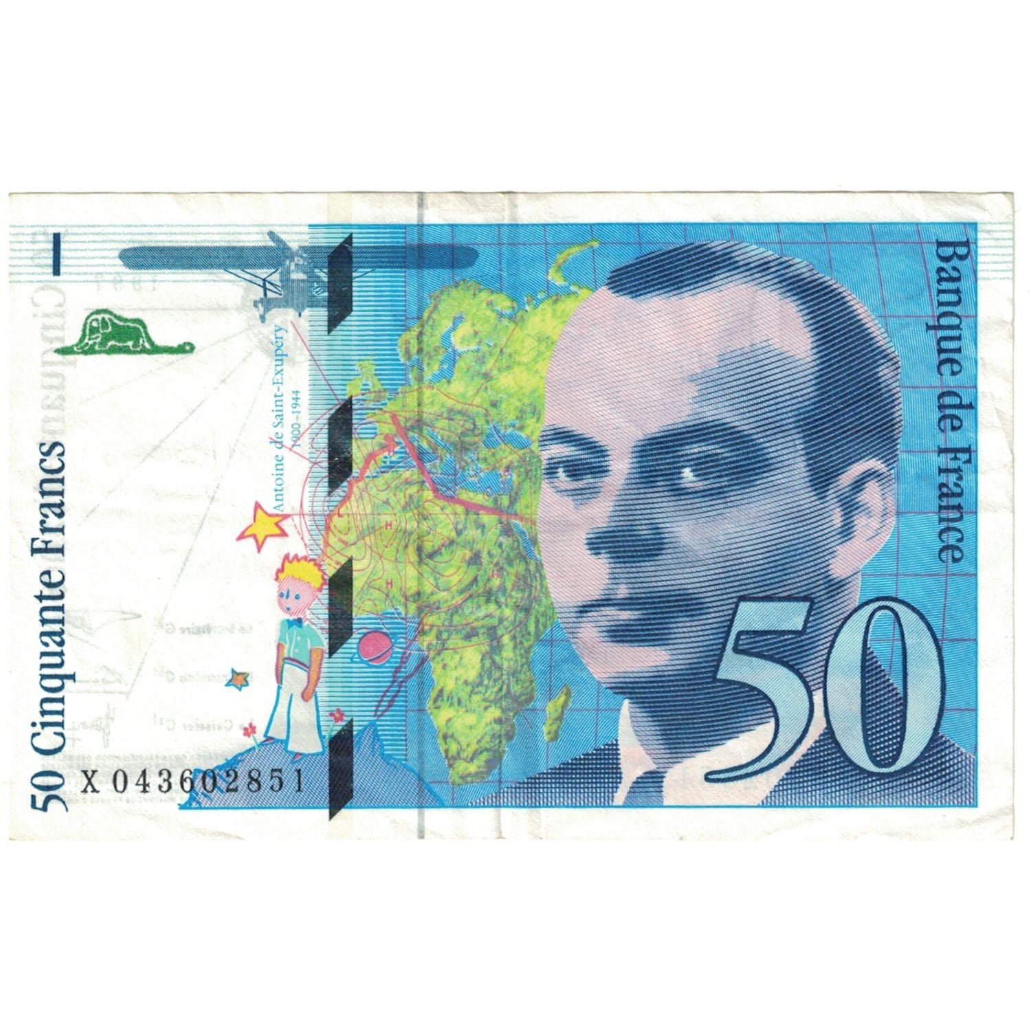 França, 50 Francs, St Exupéry, 1997, X043602851, EF(40-45), Fayette:73.4