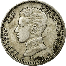 Coin, Spain, Alfonso XIII, Peseta, 1904, EF(40-45), Silver, KM:721