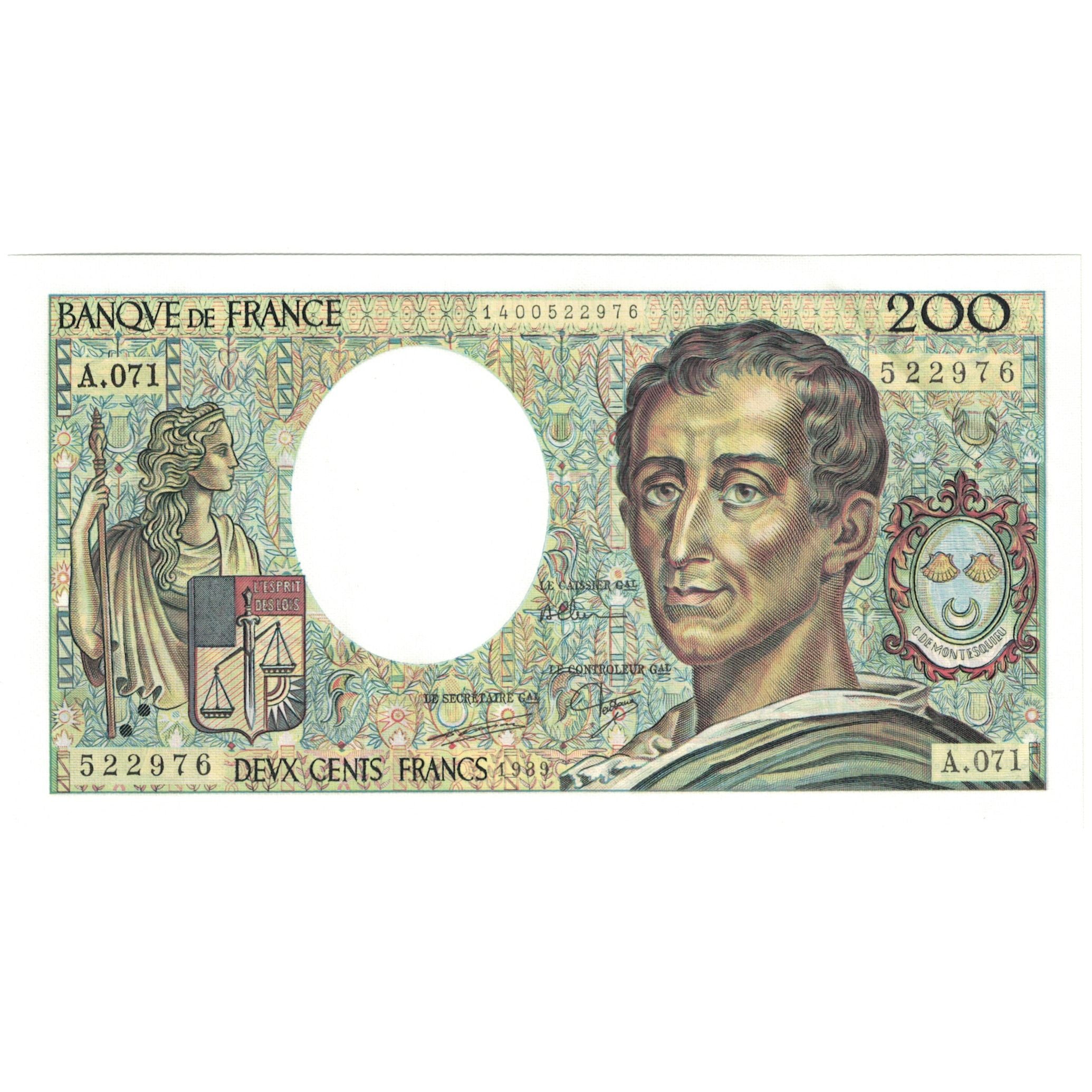Francia, 200 Francs, Montesquieu, 1989, A.071, UNC, Fayette:70.09, KM:155c