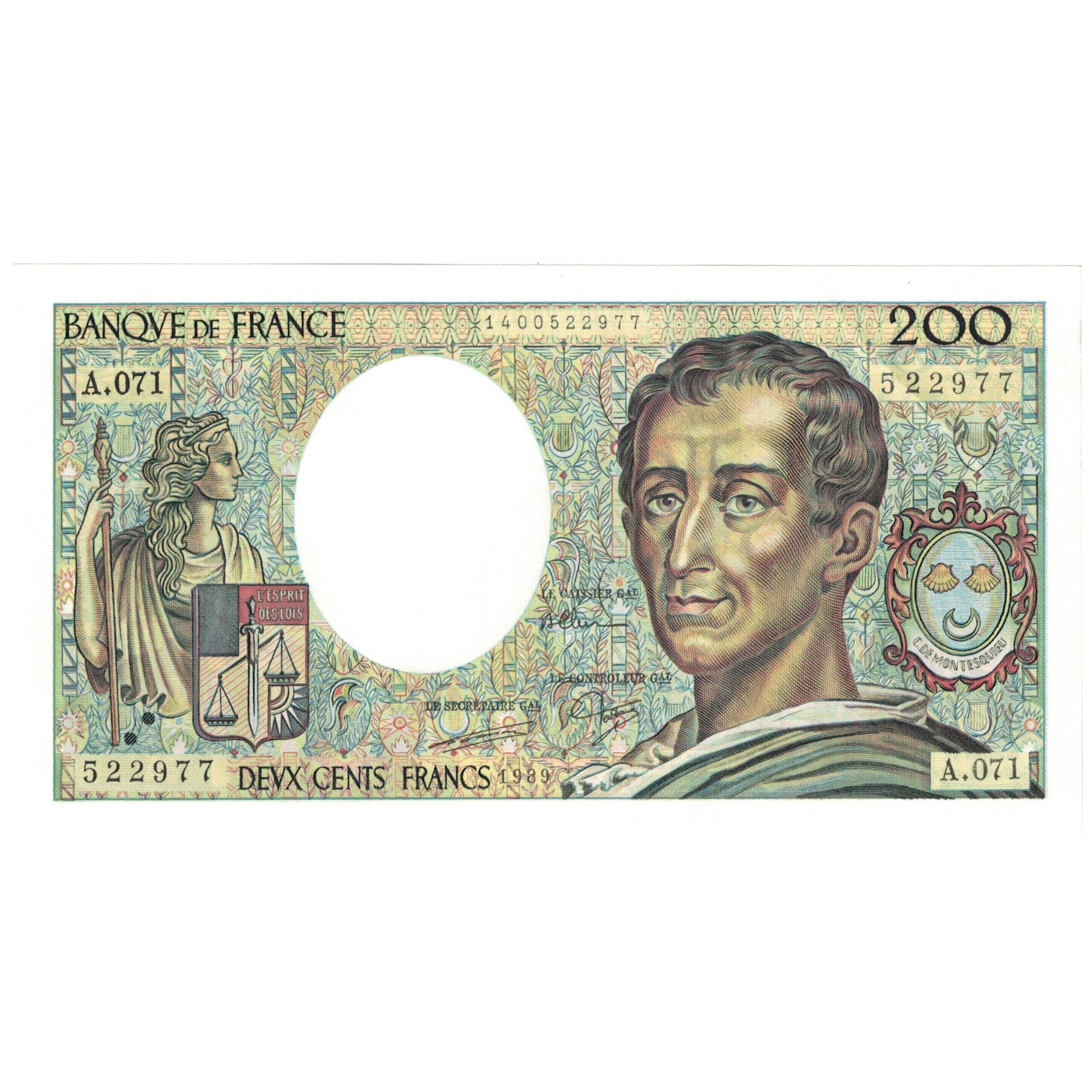 França, 200 Francs, Montesquieu, 1989, A.071, UNC(65-70), Fayette:70.09