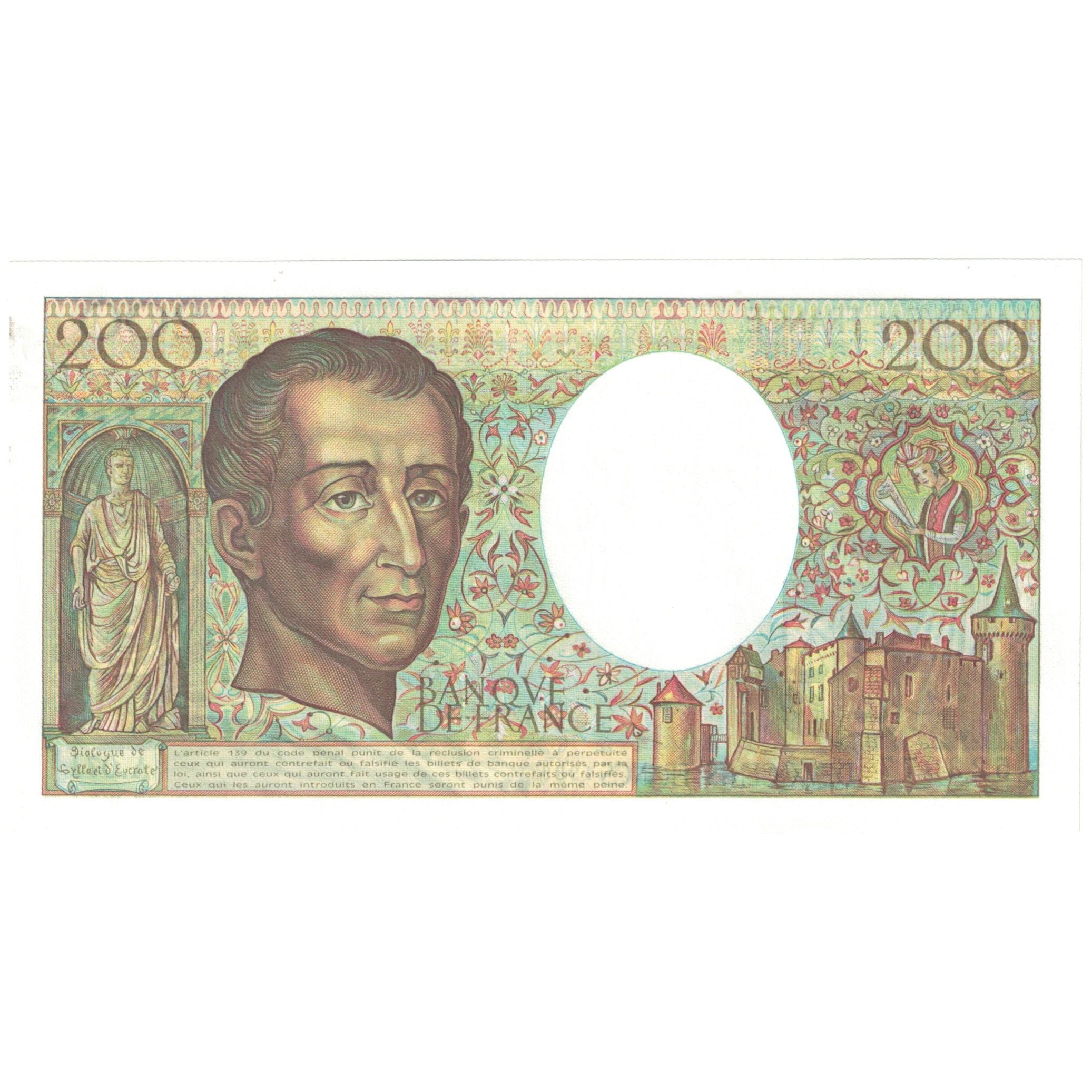 França, 200 Francs, Montesquieu, 1989, A.071, UNC(65-70), Fayette:70.09