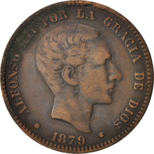 Spain, Alfonso XII, 10 Centimos, 1879, Madrid, VF(30-35), Bronze, KM:675