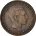 Spain, Alfonso XII, 10 Centimos, 1879, Madrid, VF(30-35), Bronze, KM:675