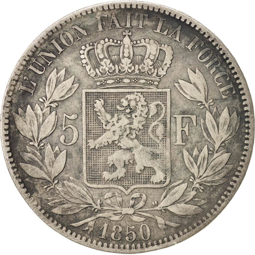 Belgium, Leopold I, 5 Francs, 5 Frank, 1850, VF(30-35), Silver, KM:17