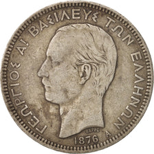 Griechenland, George I, 5 Drachmai, 1876, Paris, S+, Silber, KM:46