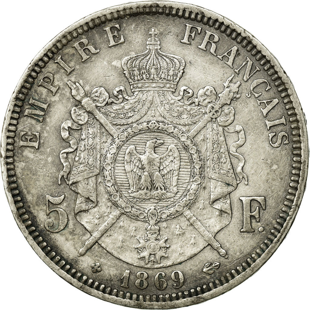 Coin, France, Napoléon III, 5 Francs, 1869, Strasbourg, EF(40-45), Silver