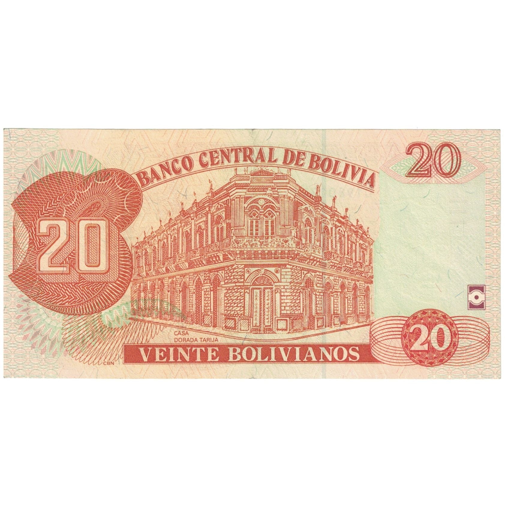 Nota, Bolívia, 20 Bolivianos, 1986, 1986-11-28, KM:205c, EF(40-45)