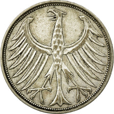 Coin, GERMANY - FEDERAL REPUBLIC, 5 Mark, 1951, Karlsruhe, EF(40-45), Silver