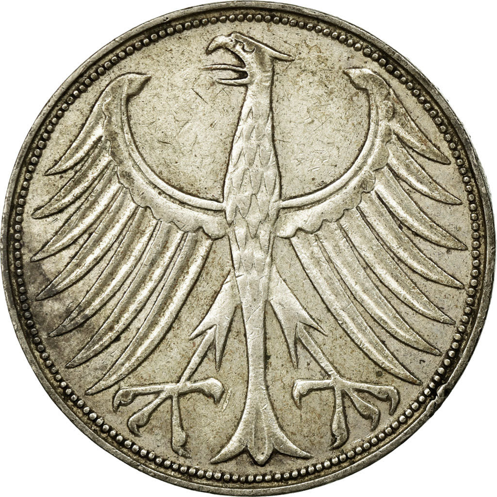 Moneta, GERMANIA - REPUBBLICA FEDERALE, 5 Mark, 1951, Karlsruhe, BB, Argento