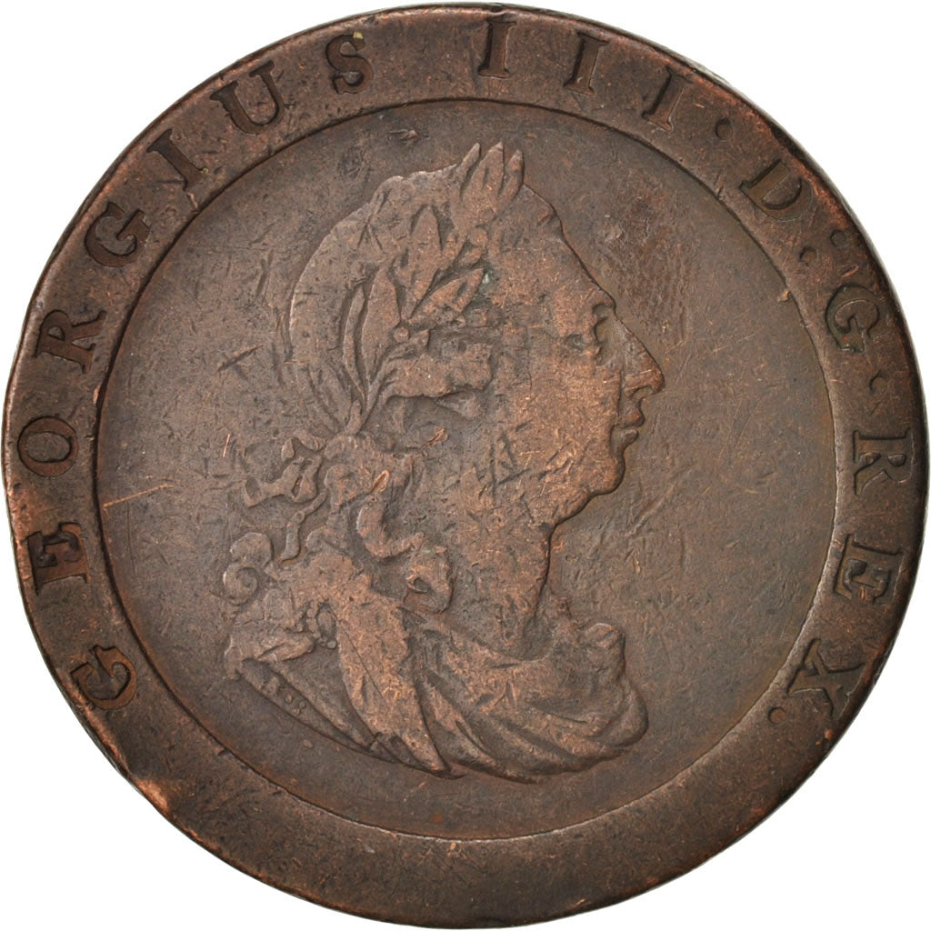 Gran Bretaña, George III, Penny, 1797, BC+, Cobre, KM:618