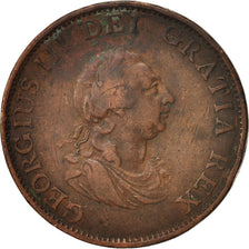 Gran Bretaña, George III, 1/2 Penny, 1799, MBC, Cobre, KM:647
