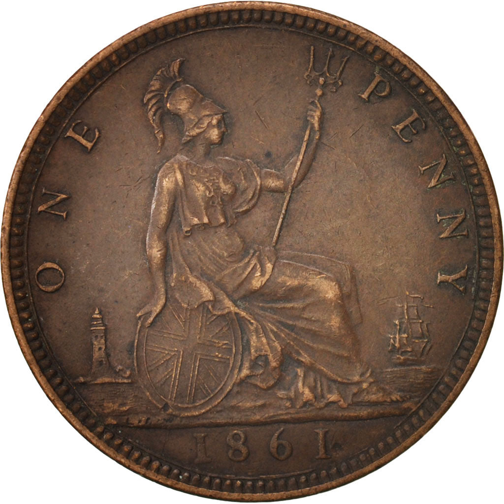 Great Britain, Victoria, Penny, 1861, EF(40-45), Bronze, KM:749.2