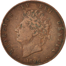 Gran Bretaña, George IV, 1/2 Penny, 1826, MBC, Cobre, KM:692