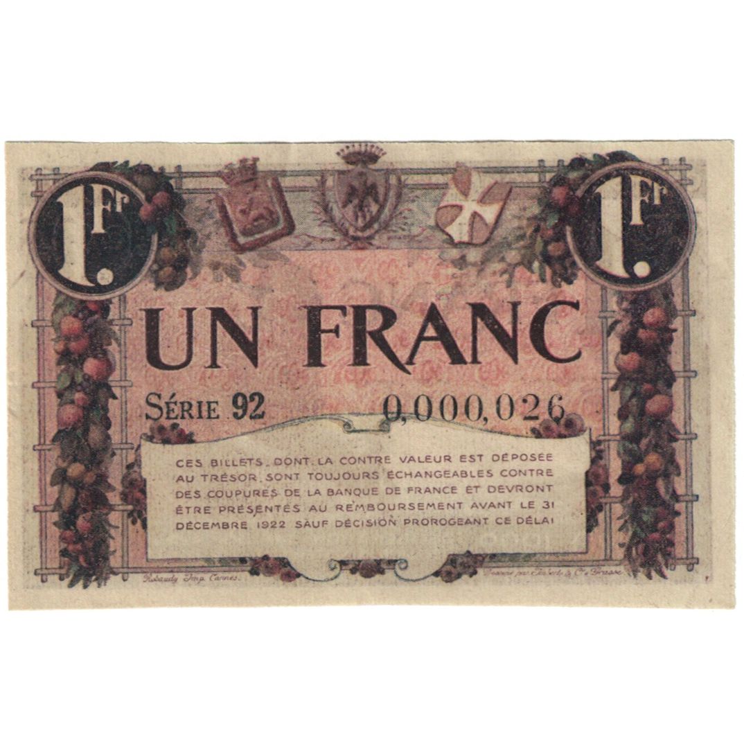 France, Nice, 1 Franc, 1920, Pirot:91-11