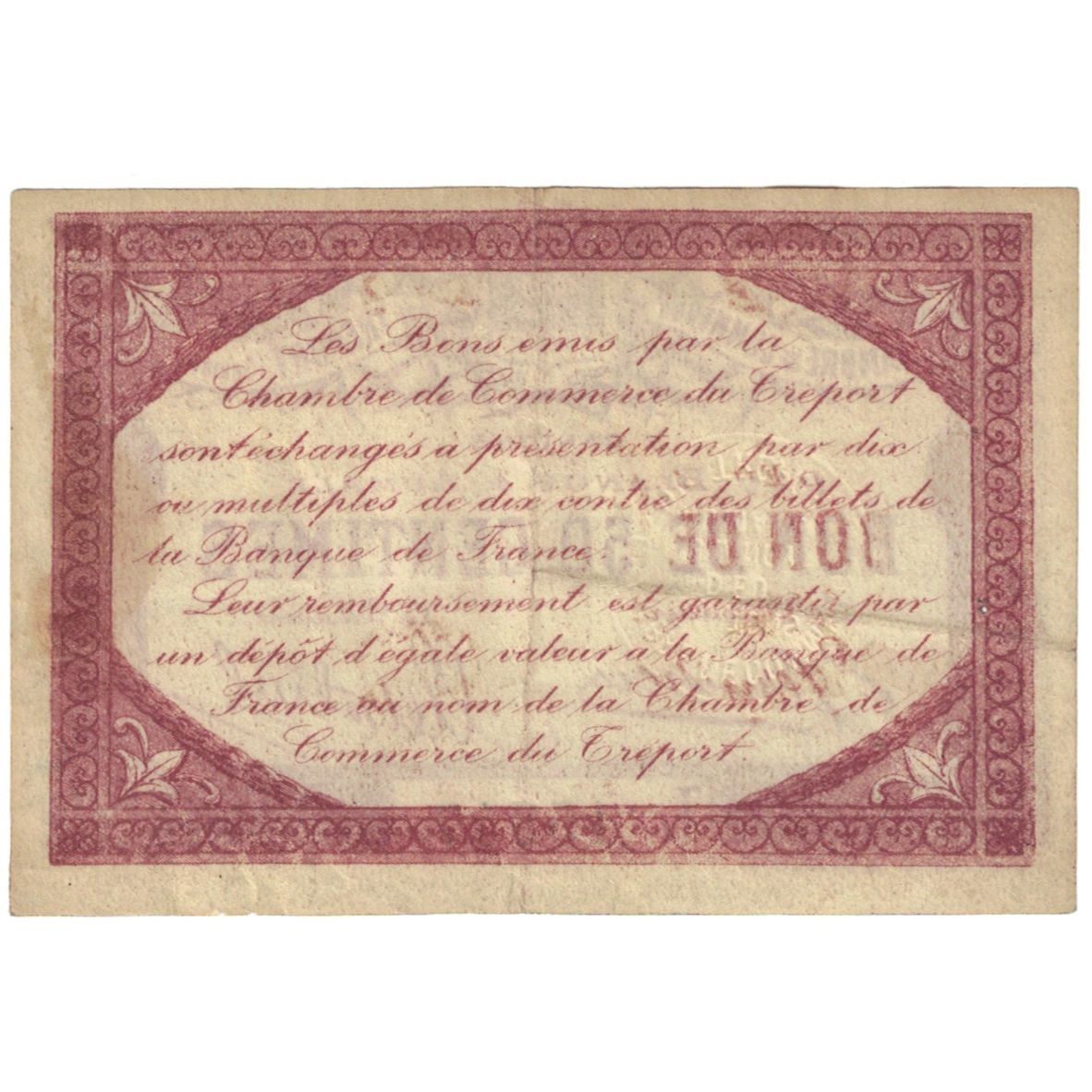 France, Le Tréport, 50 Centimes, 1916, AU(55-58), Pirot:71-28