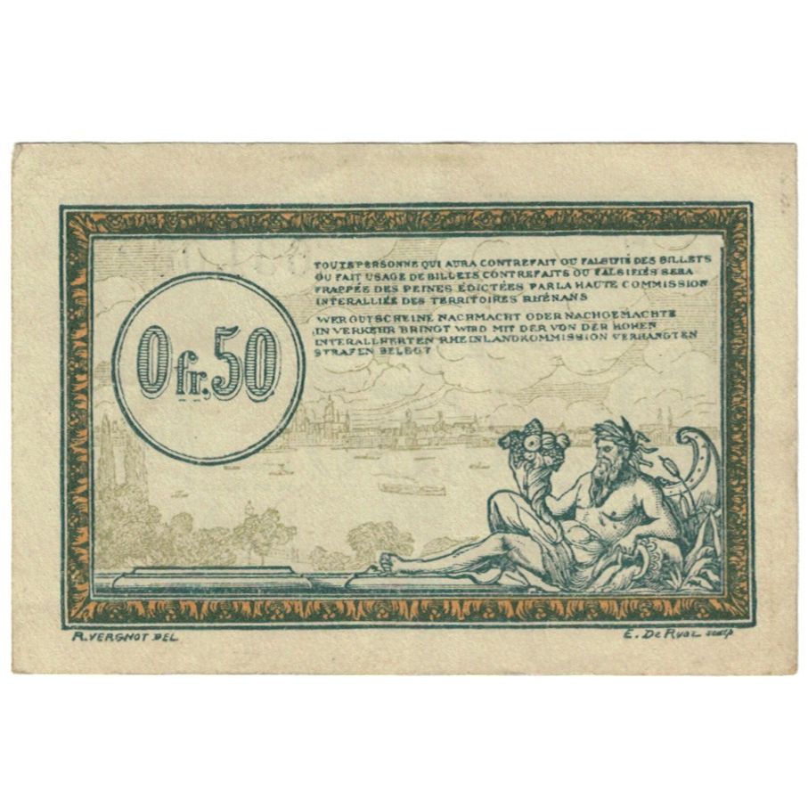 Francia, Régie des chemins de Fer, 50 Centimes, 1923, BC, Pirot:135-4