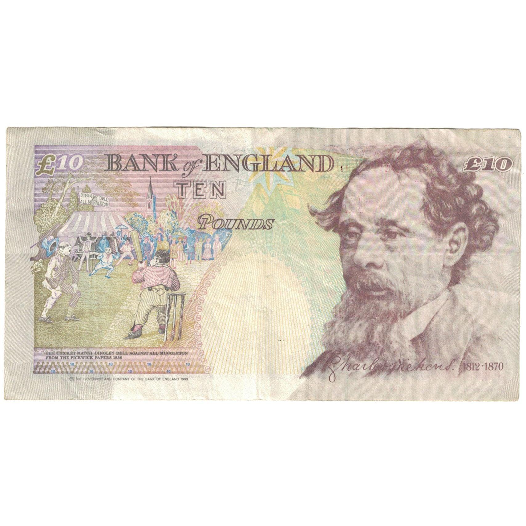 Billet, Grande-Bretagne, 10 Pounds, 1993-1998, KM:386a, TB