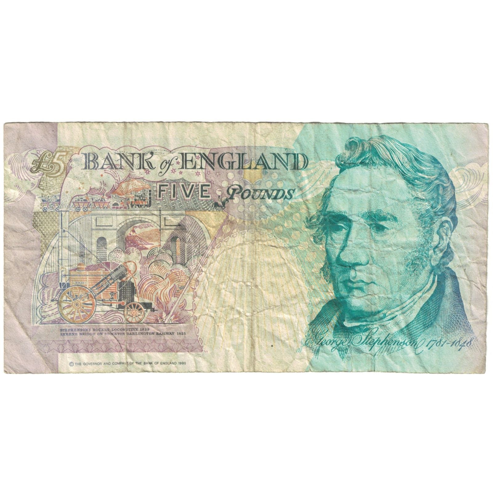 Banknote, Great Britain, 5 Pounds, 1990, UNdated (1990), KM:382b, VG(8-10)