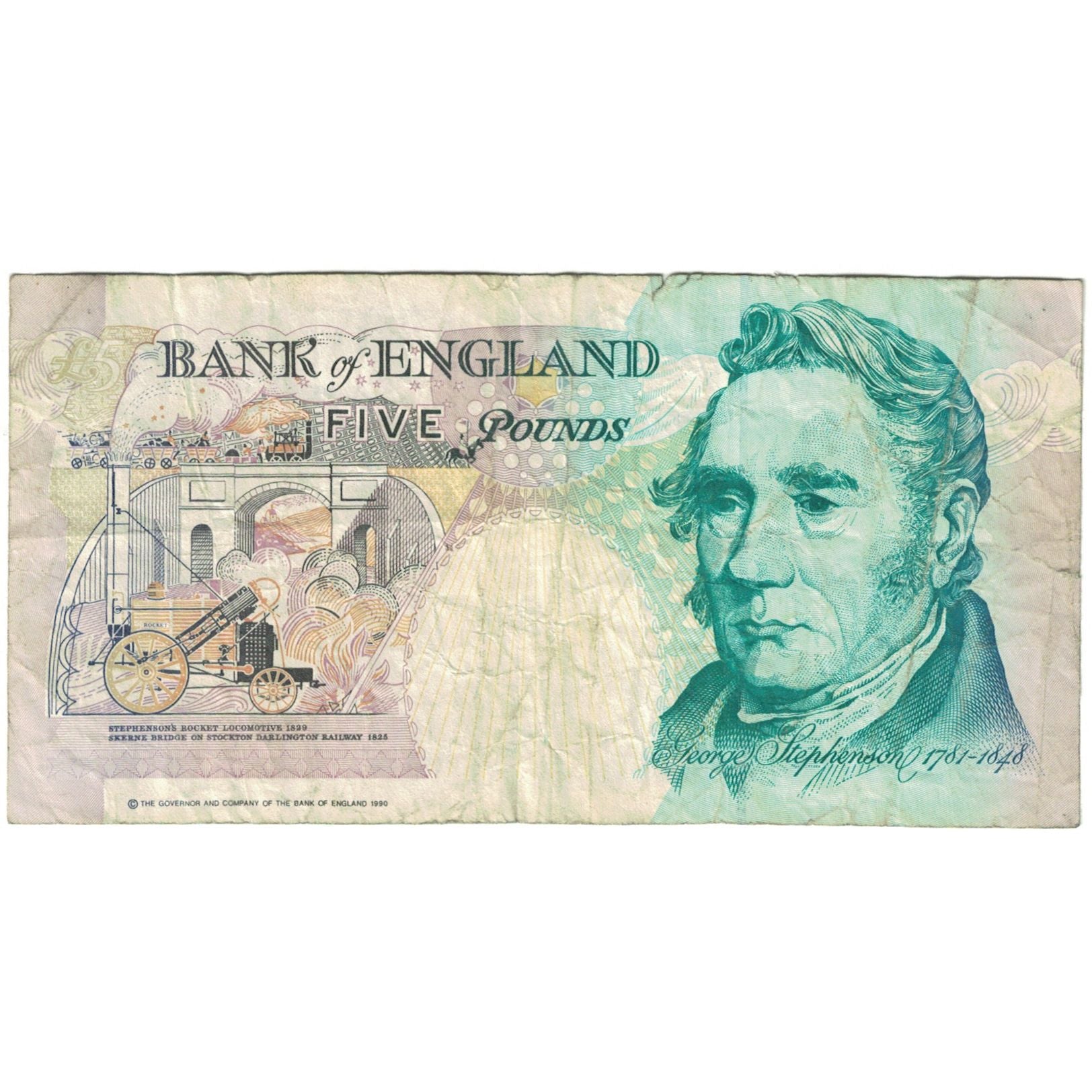 Banknote, Great Britain, 5 Pounds, 1990-1991, KM:382a, VG(8-10)