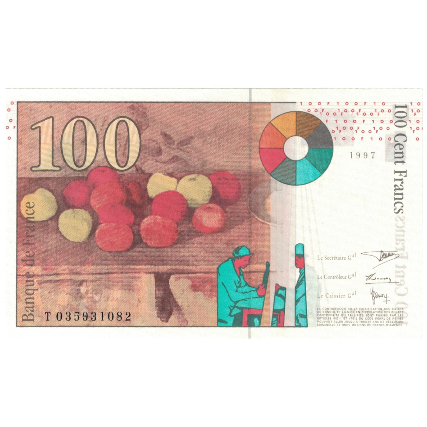 France, 100 Francs, 1997, Cézanne, AU(55-58), Fayette:74.1, KM:158a