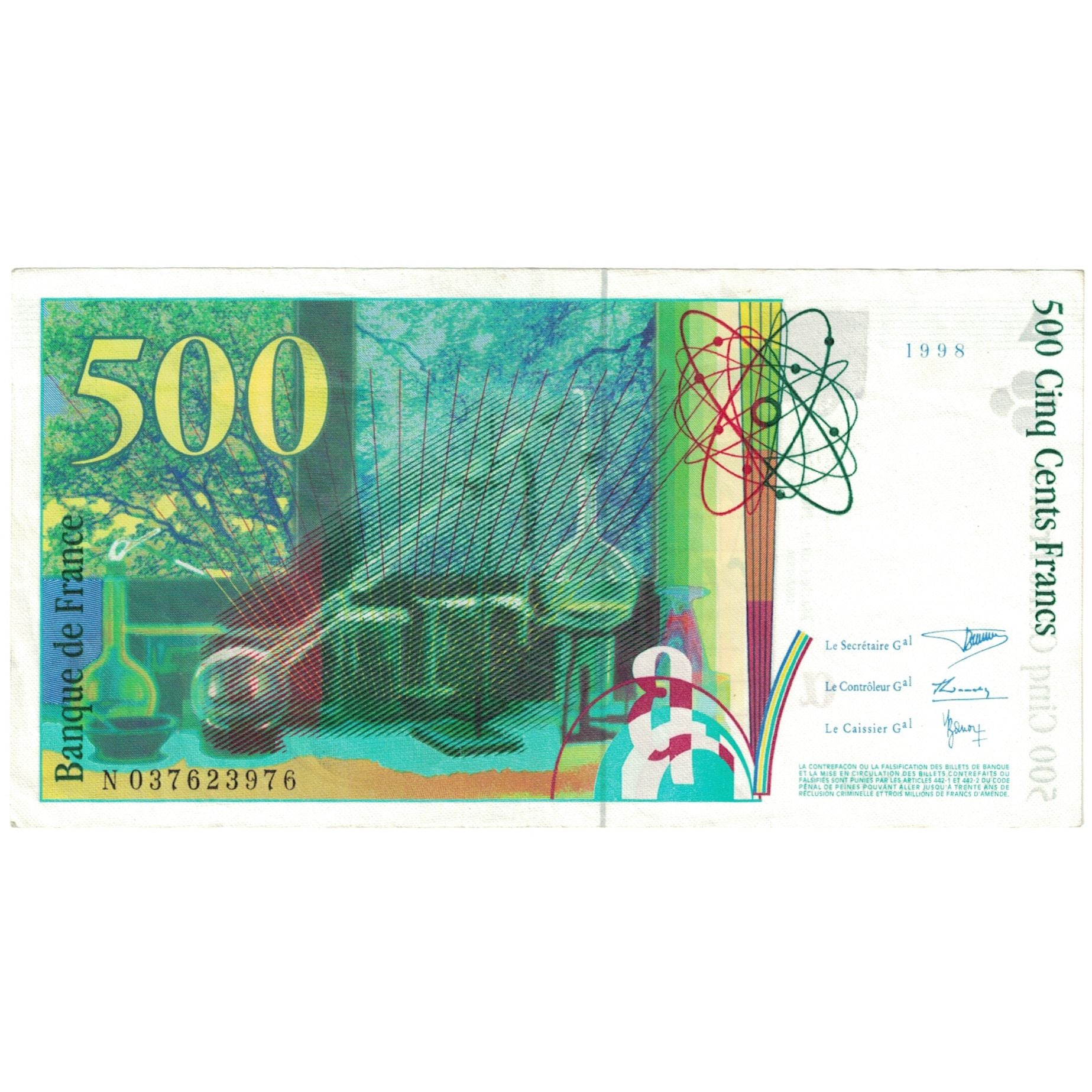 França, 500 Francs, Pierre et Marie Curie, 1998, N037623976, EF(40-45)