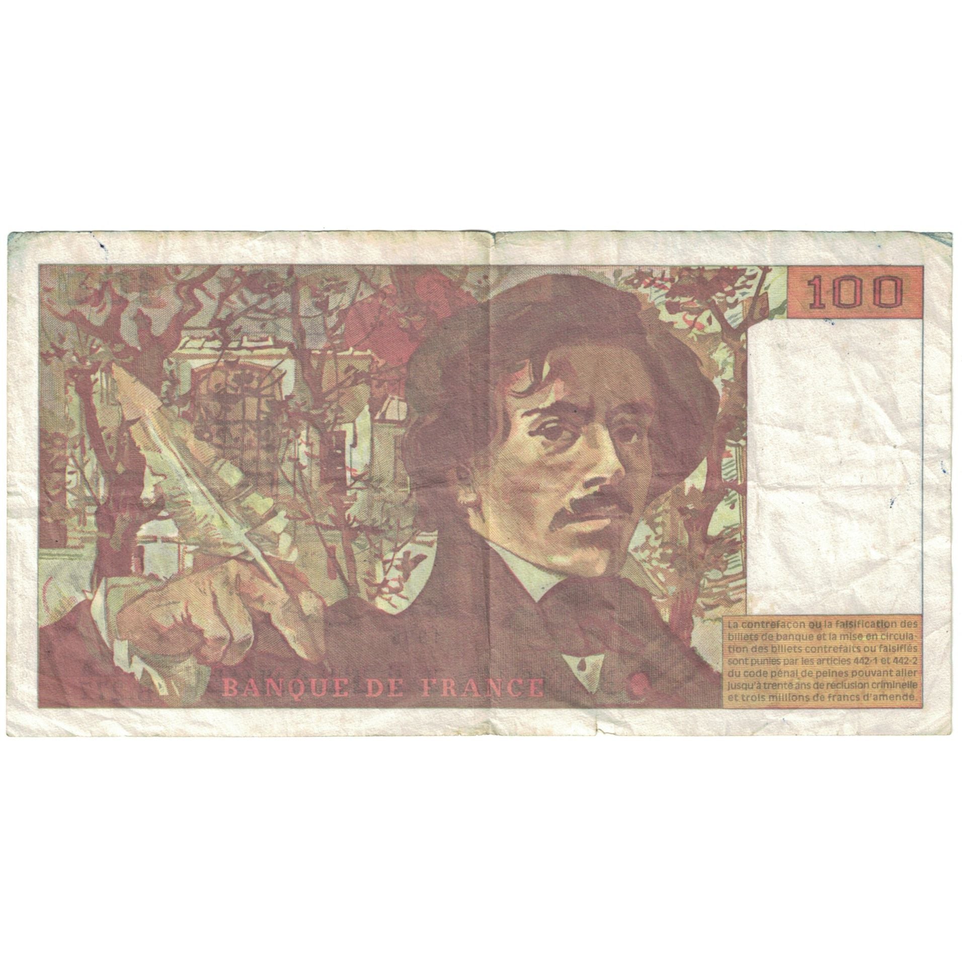 France, 100 Francs, 1995, B.277, Delacroix, VG(8-10), KM:154a