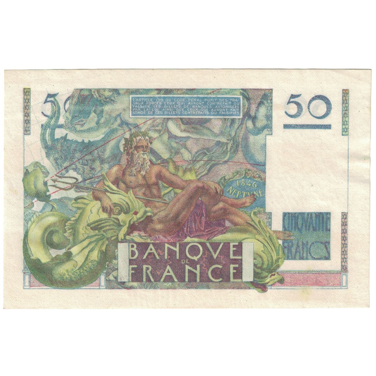 Frankrijk, 50 Francs, Le Verrier, 1949, J.144, TTB, Fayette:20.13, KM:127b