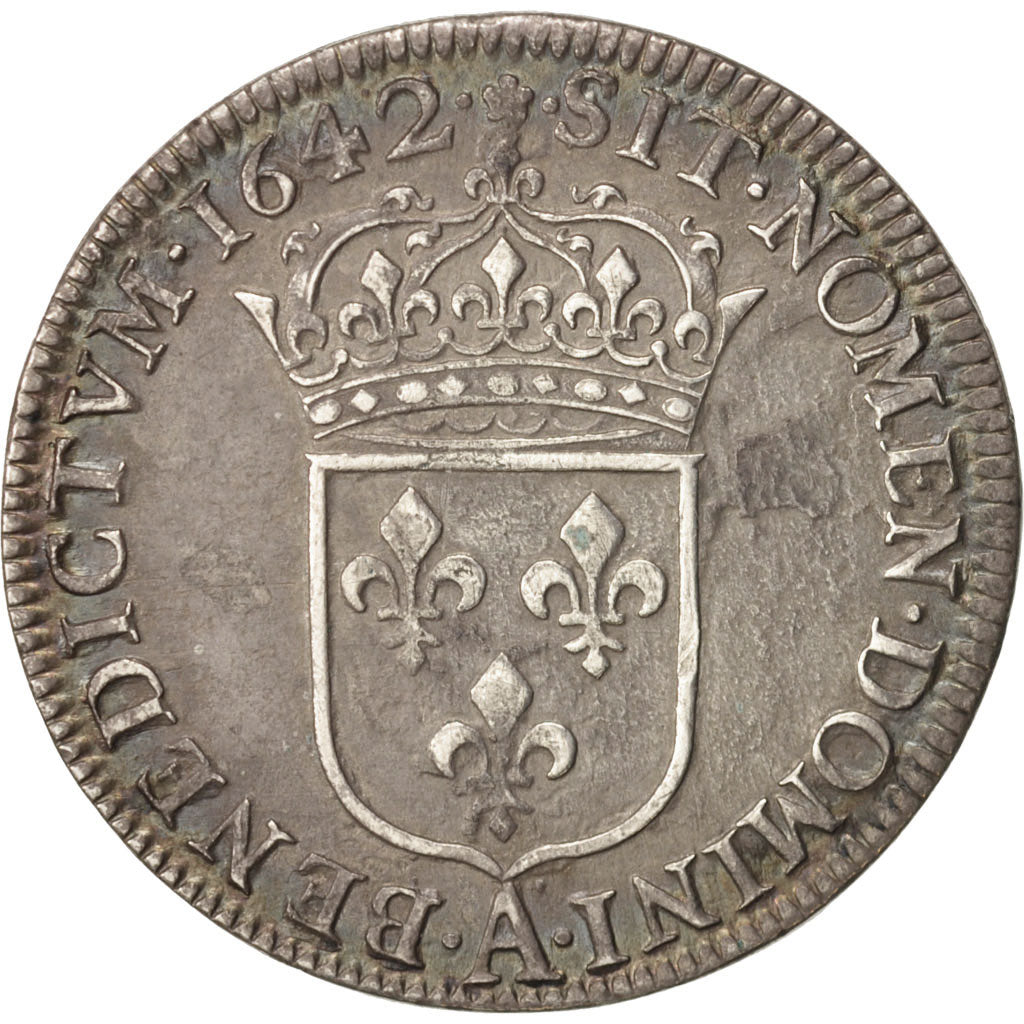 France, Louis XIII, 1/2 Écu, premier poinçon de Warin, 1642, Paris, Gadoury 49