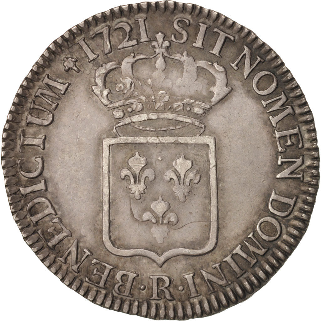 Monnaie, France, Louis XV, 1/2 Écu de France, 1/2 ECU, 44 Sols, 1721, Orléans
