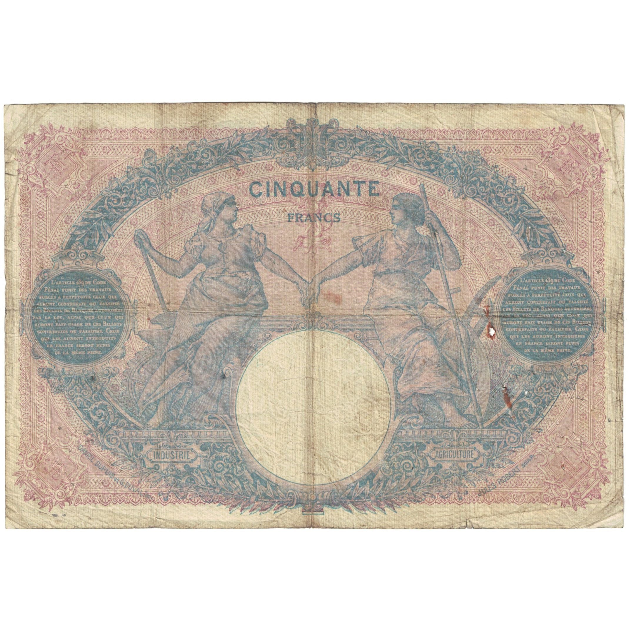 Francia, 50 Francs, 1914, F.5397, B, Fayette:14.27, KM:64e