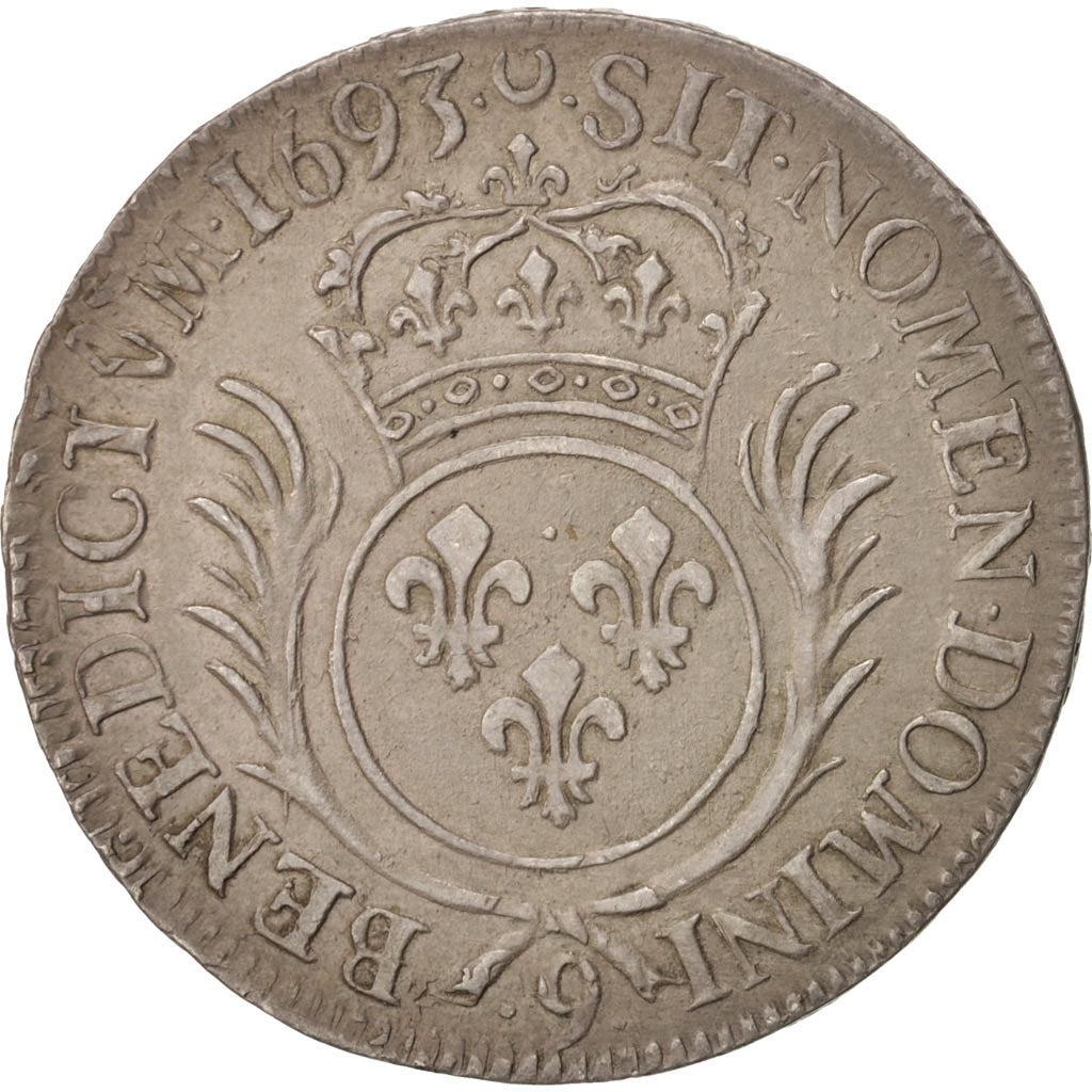 France, Louis XIV, 1/2 Écu aux palmes, 1693, Rennes, TTB+, Argent, Gadoury 185