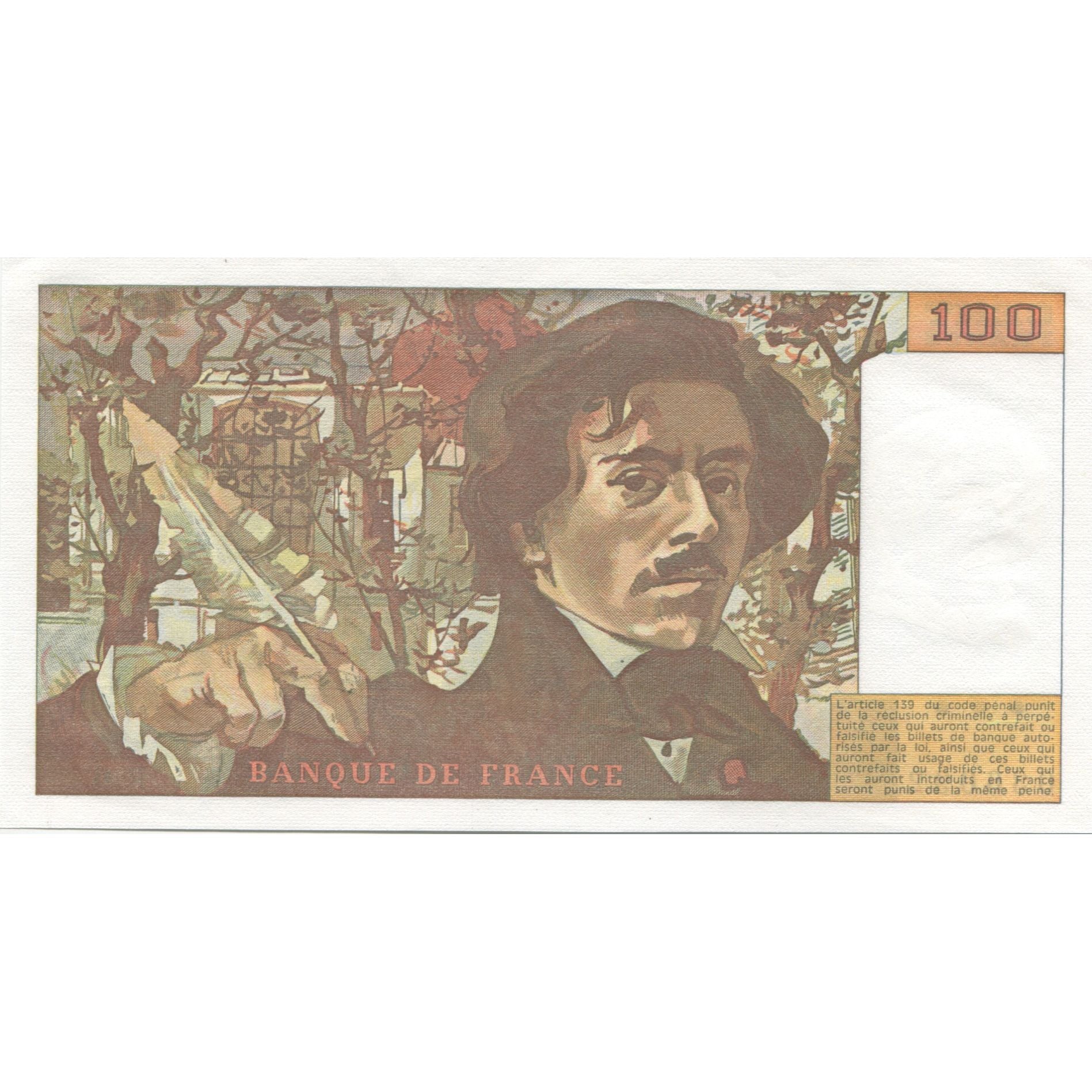 France, 100 Francs, Delacroix, 1978, R.6 036092, UNC(65-70), Fayette:69.1d