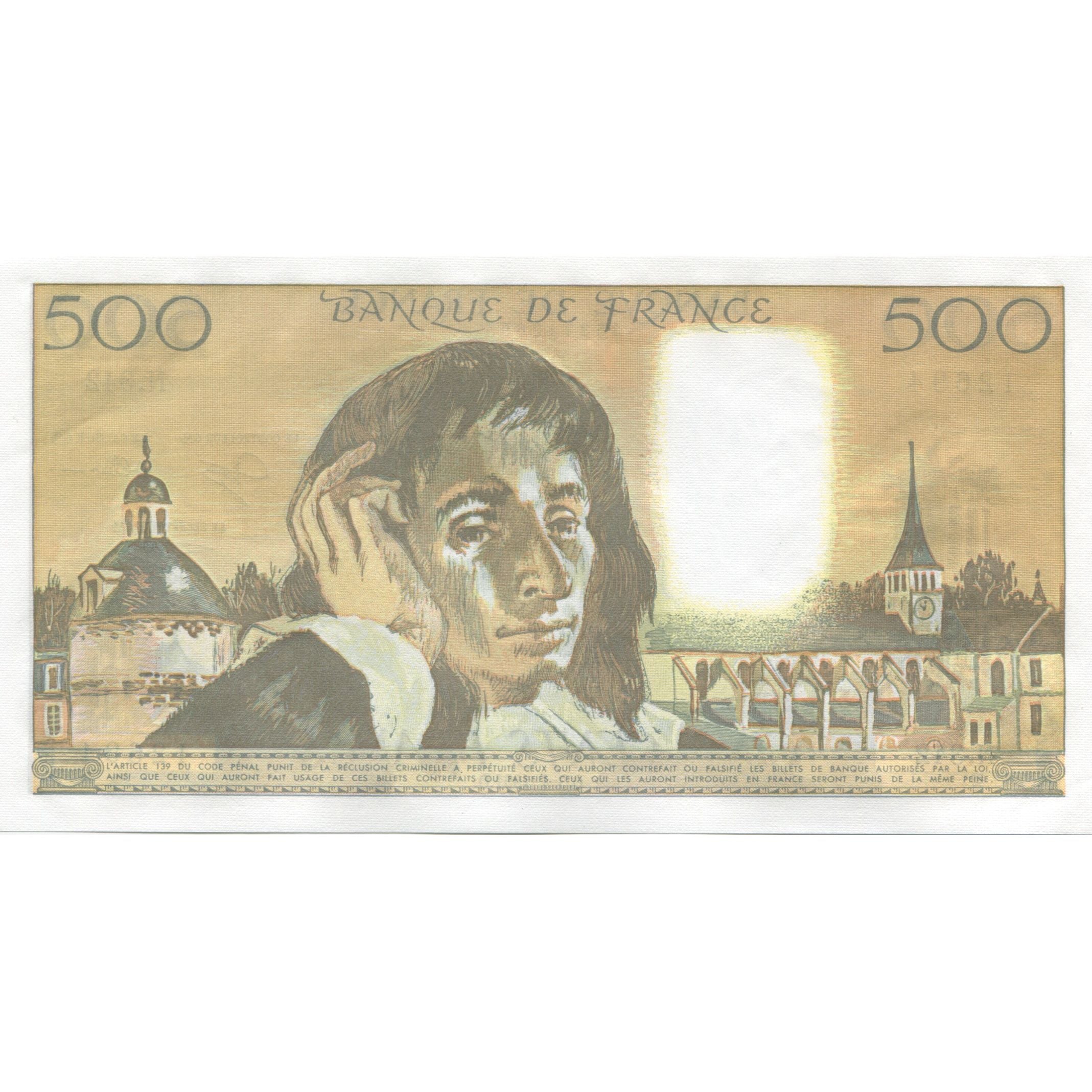 France, 500 Francs, Pascal, 1991, N.342, UNC(65-70), Fayette:71.46, KM:156g