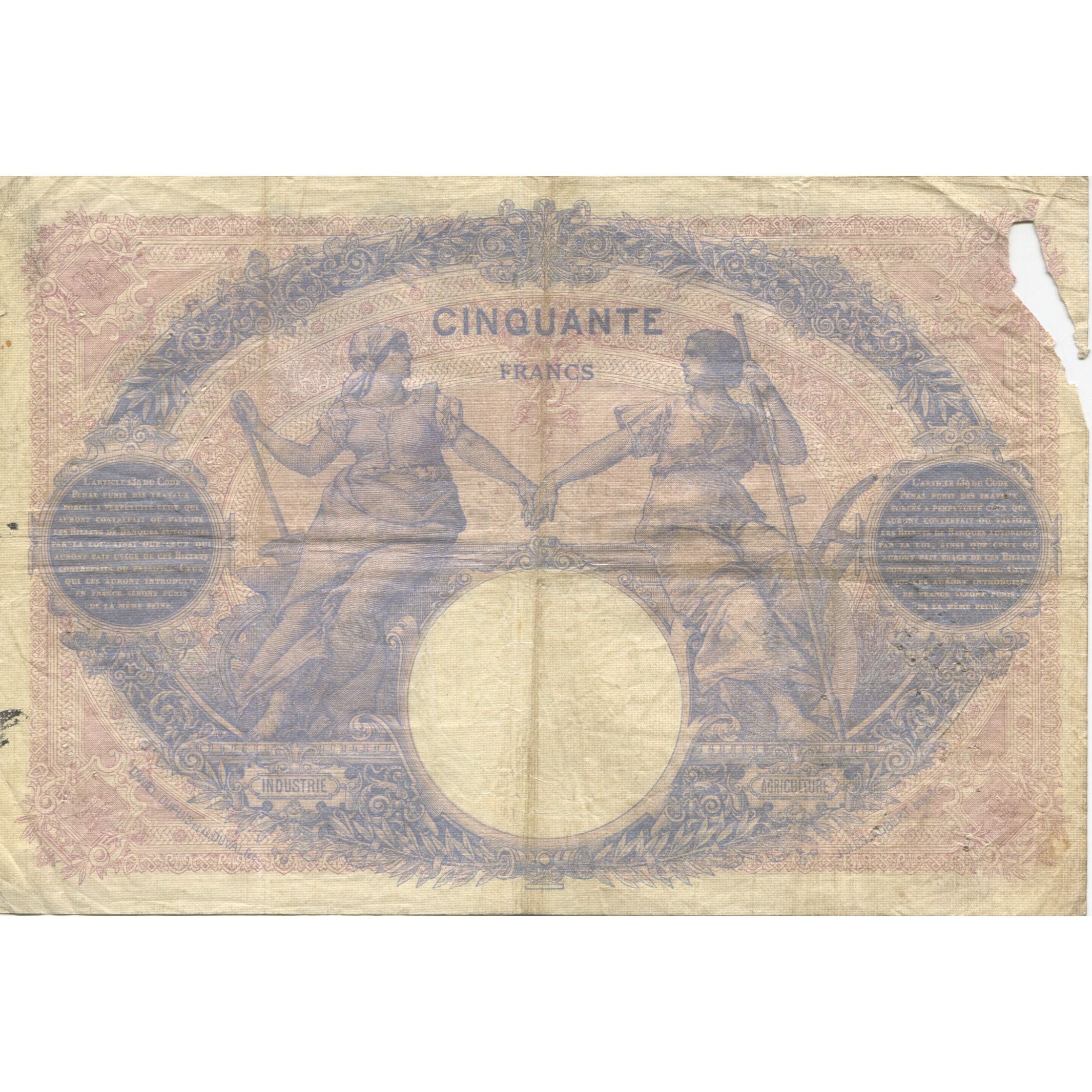 France, 50 Francs, 1914, T.5634, VG(8-10), Fayette:14.27, KM:64e