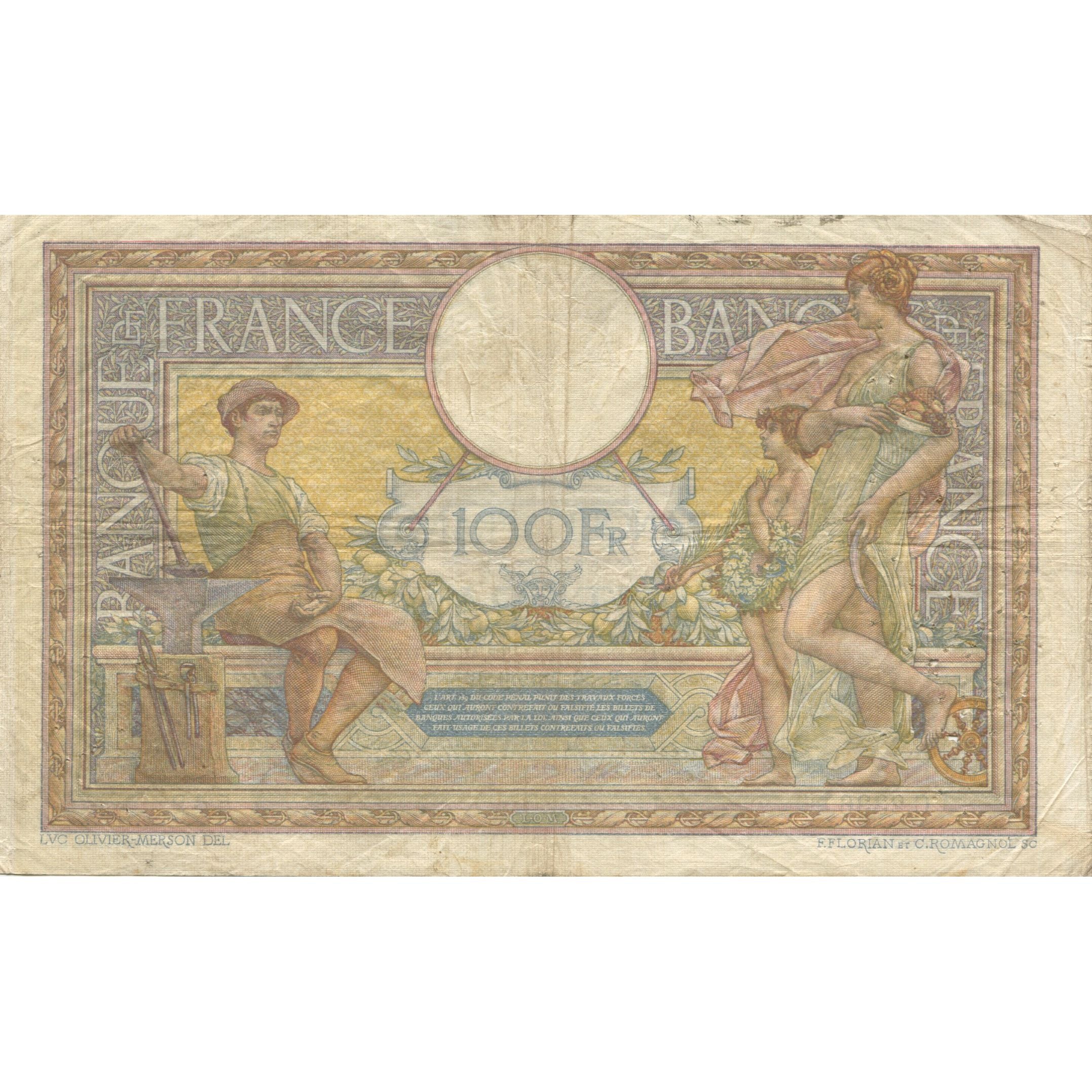 France, 100 Francs, 1914, C.2336, VF(20-25), Fayette:23.6, KM:71a