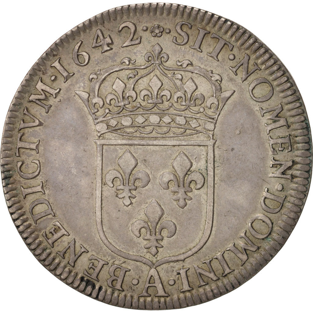 Monnaie, France, Louis XIII, 1/2 Écu, premier poinçon de Warin, 1/2 Ecu, 1642