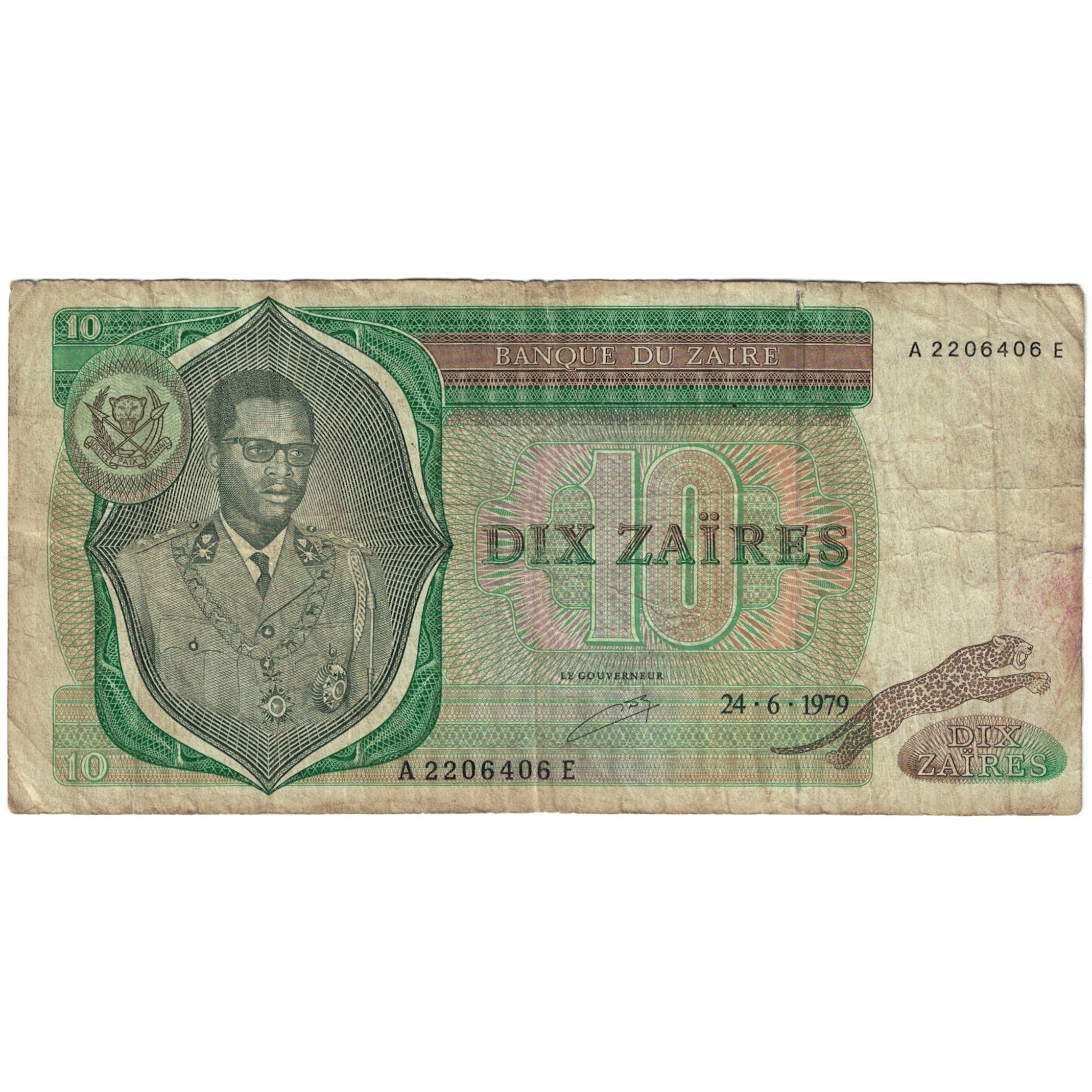 Geldschein, Zaire, 10 Zaïres, 1979, 1979-06-24, KM:24a, SGE