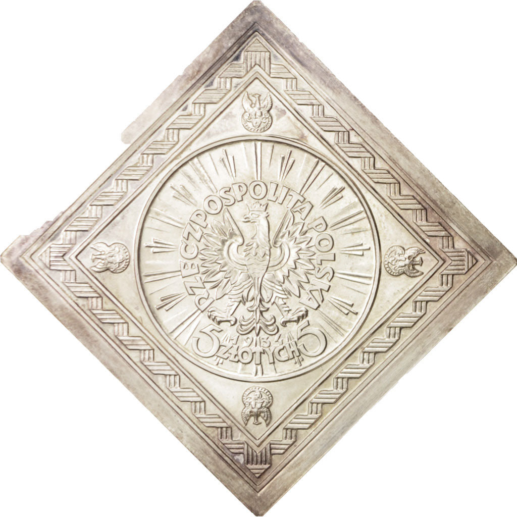 Poland, Klippe, 5 Zlotych Jozef Pilsudski kopia, 1988, Warsaw, MS(60-62), Silver