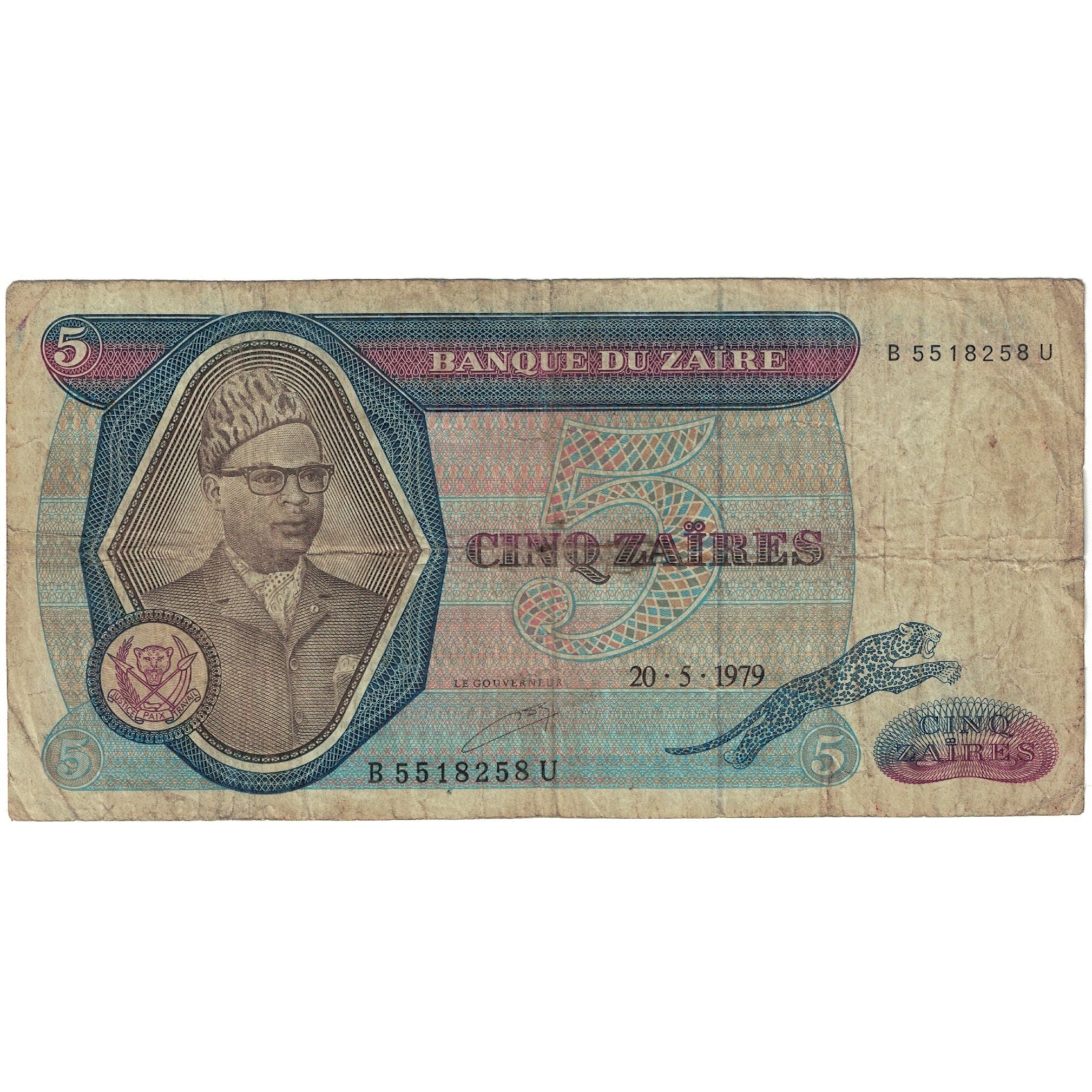 Geldschein, Zaire, 5 Zaïres, 1980, 1980-10-27, KM:22b, SGE
